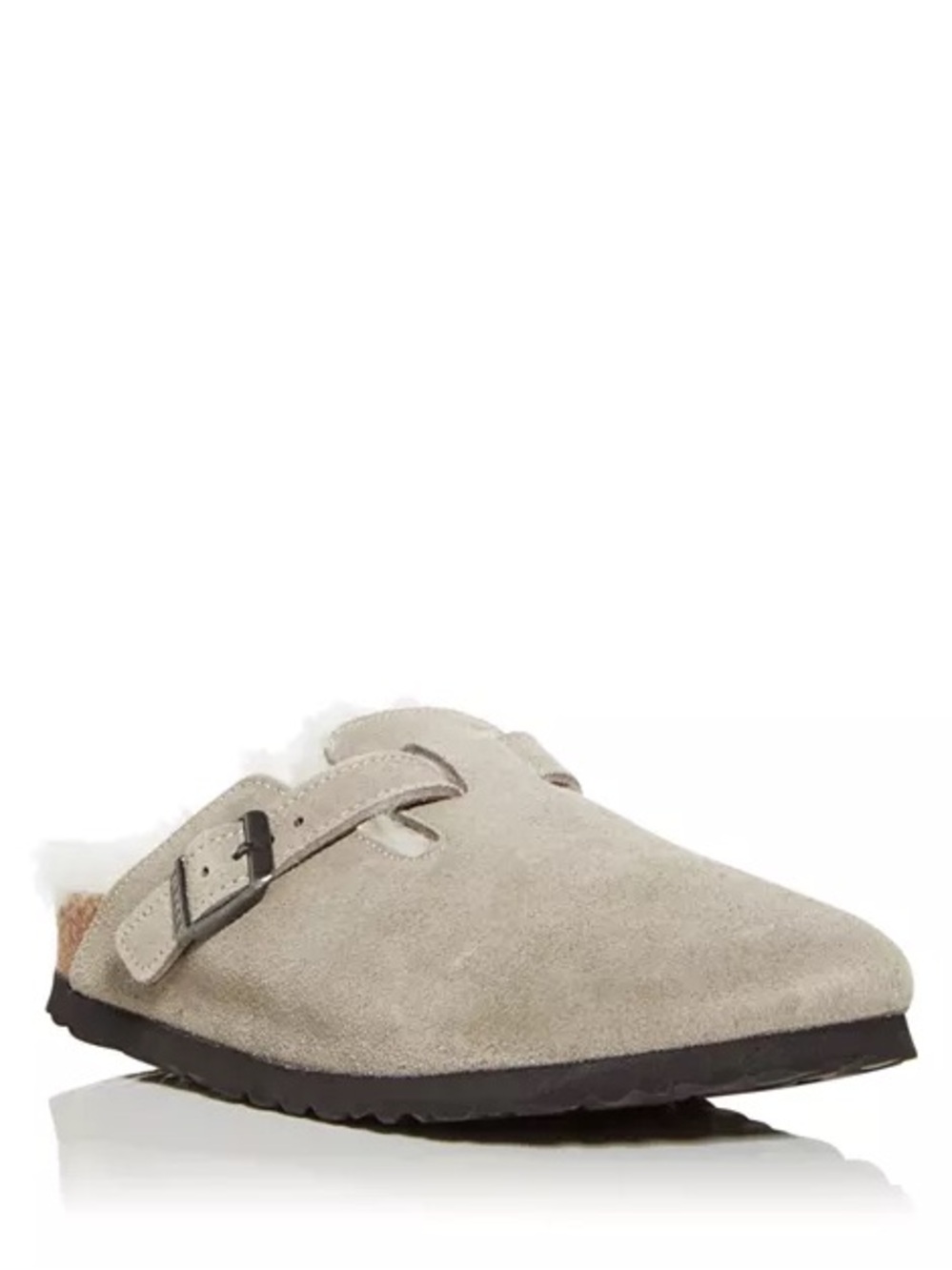 Birkenstock Boston Shearling Suede Clogs | Taupe | Size 39